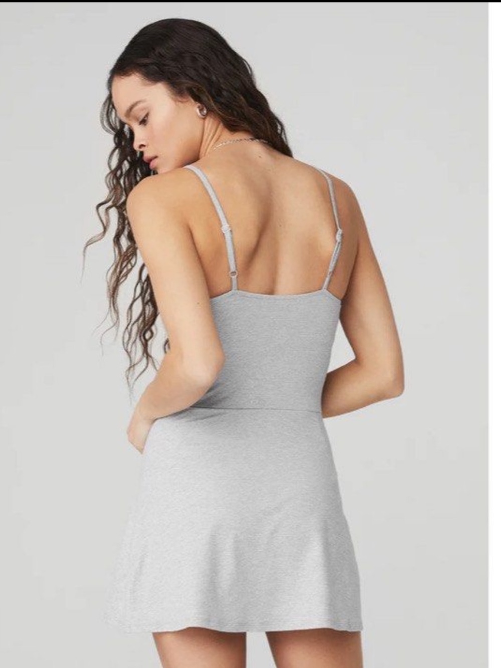 Alo Yoga Alosoft Courtside Tennis Dress Athletic Heather Grey. Size Medium. - Picture 2 of 5